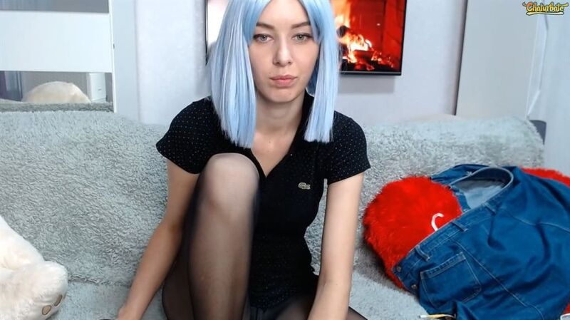 Blue haired alternative model talks sci-fi with her guests