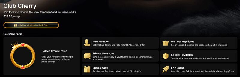 Cherry.tv's Club Cherry has lucrative VIP sex cam deals and promotions