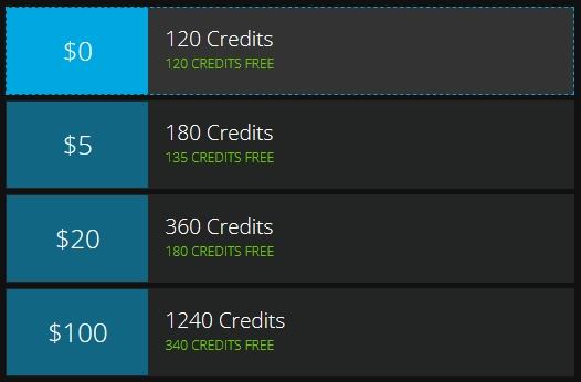 Flirt4Free's credit packages and first purchase bonus