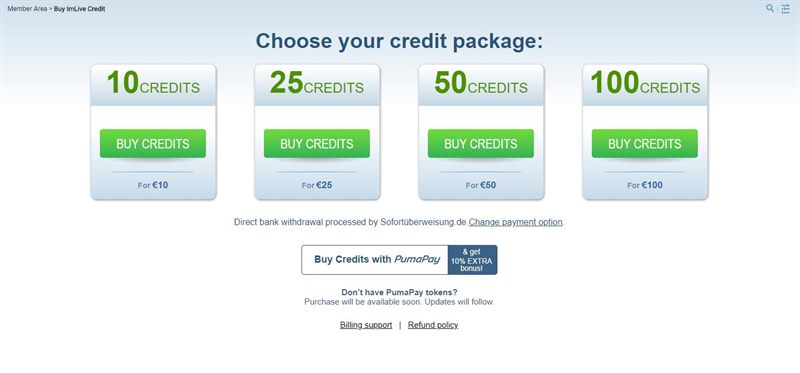 ImLive simplifies the credit purchasing system with one to one exchange