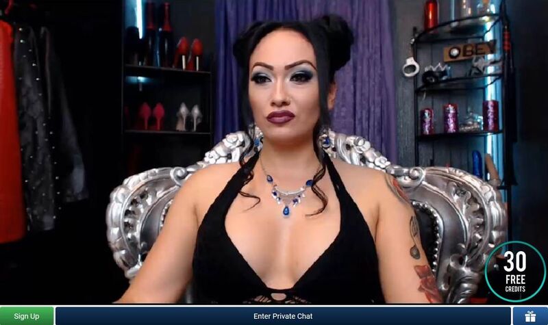 Beautiful domme sneering at her pathetic slave on ImLive