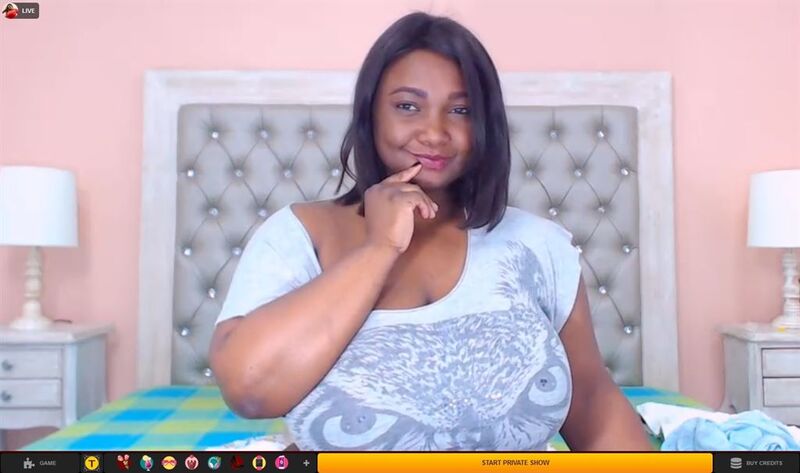 Black BBW cam model being cheeky on LiveJasmin