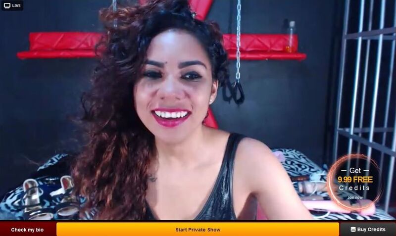 Latina dominatrix mocking her slave on LiveJasmin