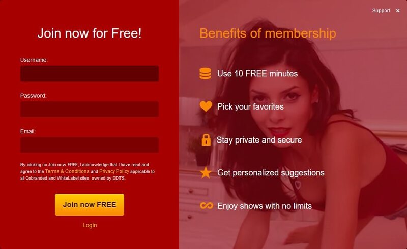 LiveJasmin's easy registration form