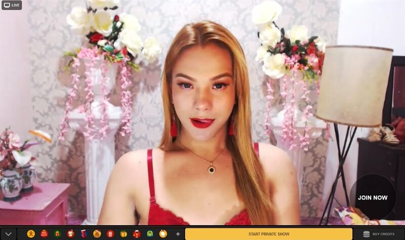 Gorgeous shemale cam girl licking her lips on MyTrannyCams