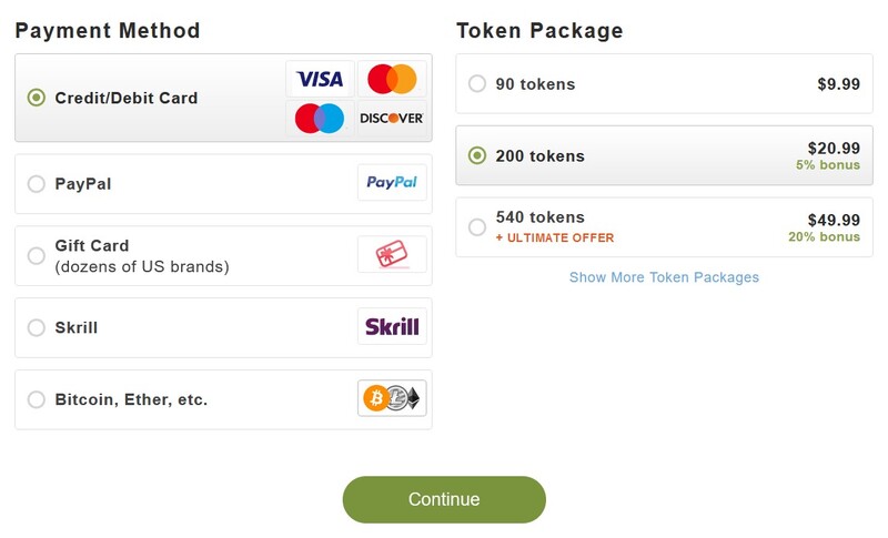 On Stripchat you have multiple payment options and multiple token packages