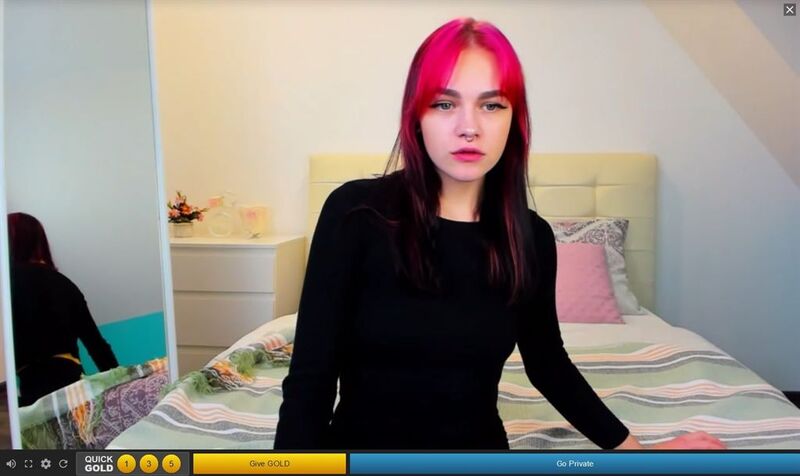 Cute pink haired Russian girl in non-nude free chat on Streamate