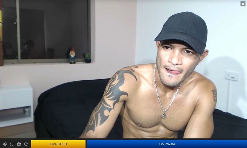 Latino stud licking his lips on Streamen