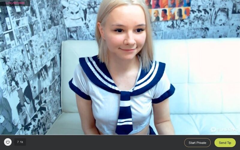 18-year-old blonde Russian teen in schoolgirl cosplay on Stripchat