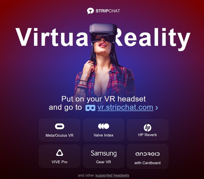 Stripchat showcases a selection of virtual reality live cams